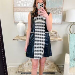Voy | Women’s Small Black and White Houndstooth/Plaid Textured Dress